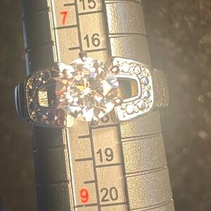 Silver tone CZ ring. Size 8